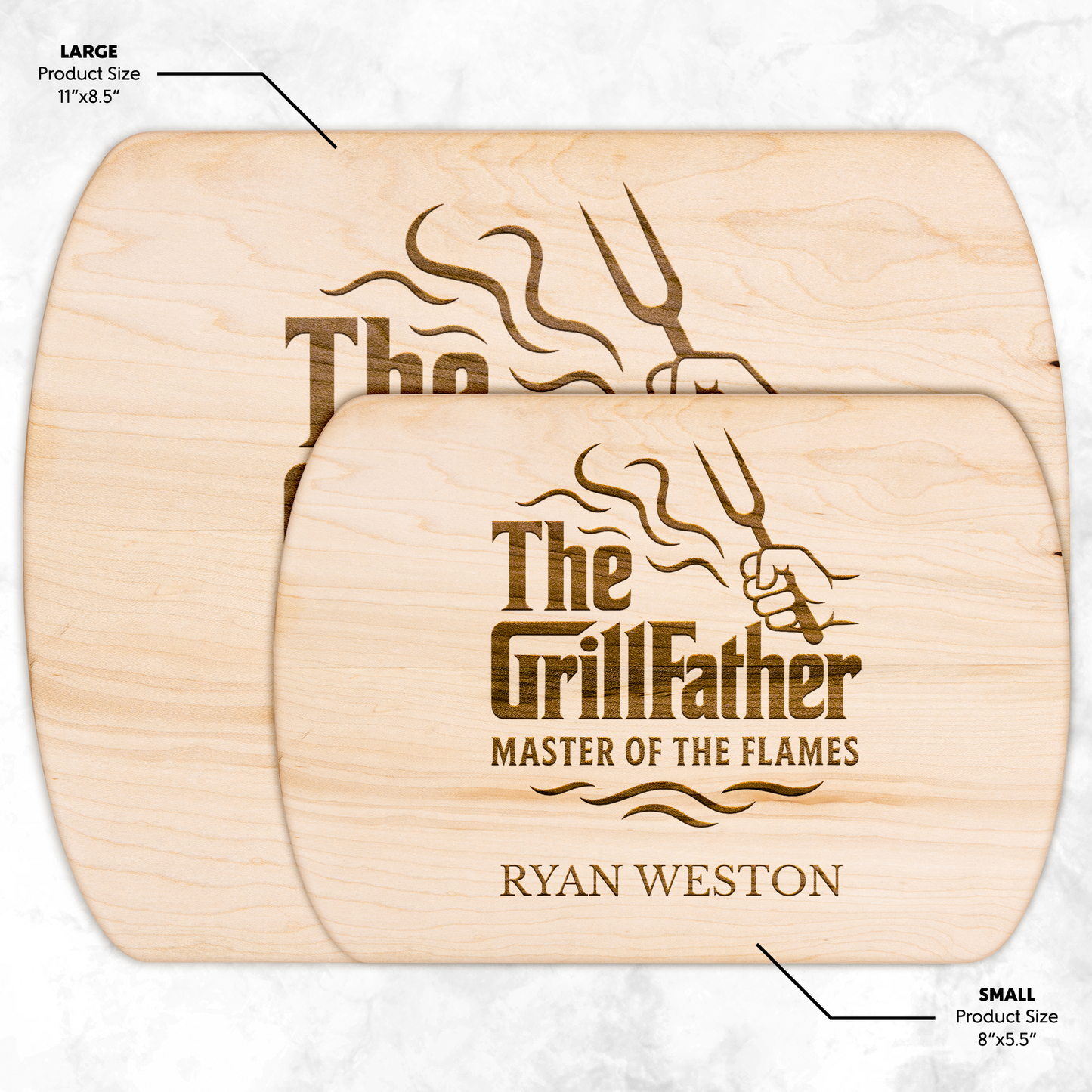 Personalized "THE GRILLFATHER" Hardwood Oval Cutting Board