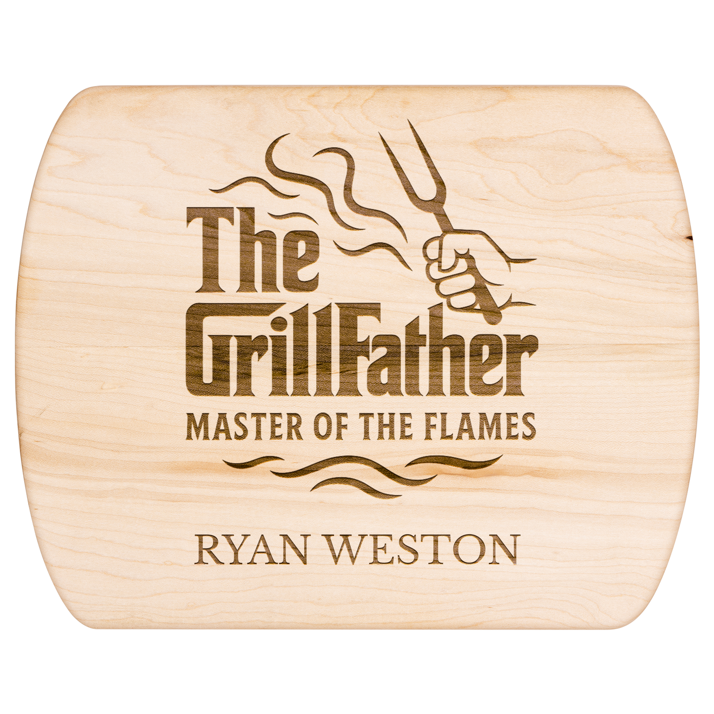 Personalized "THE GRILLFATHER" Hardwood Oval Cutting Board