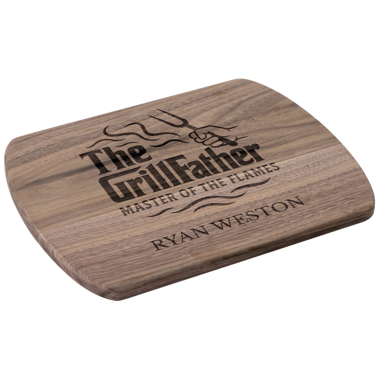 Personalized "THE GRILLFATHER" Hardwood Oval Cutting Board