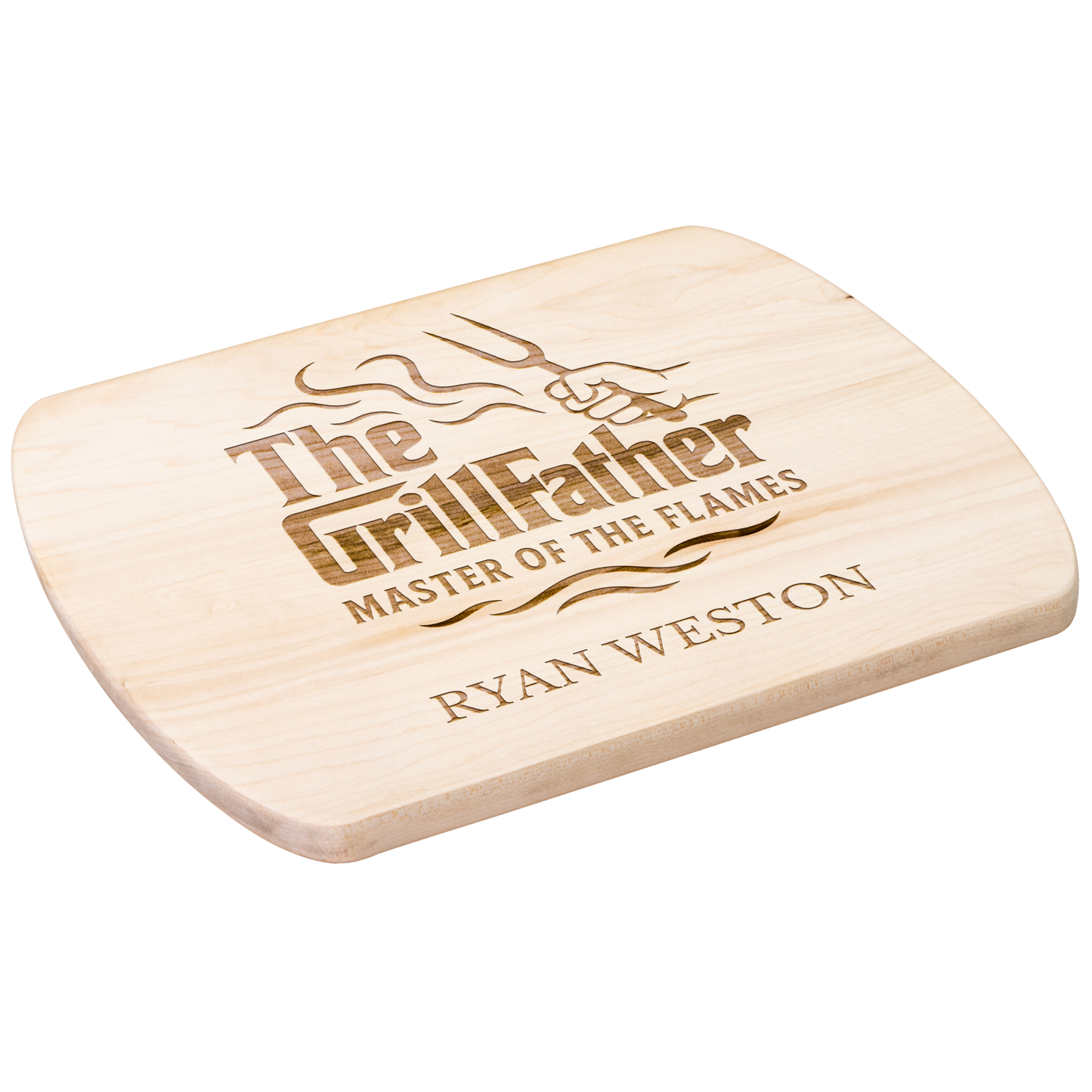 Personalized "THE GRILLFATHER" Hardwood Oval Cutting Board